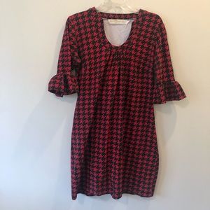 Red and Black Houndstooth Tracy Negoshian Dress